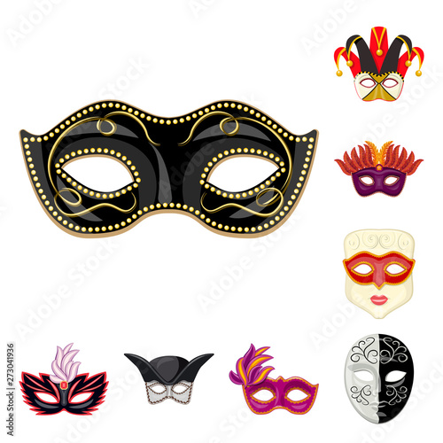Vector illustration of carnival and theatrical sign. Collection of carnival and mystery vector icon for stock.