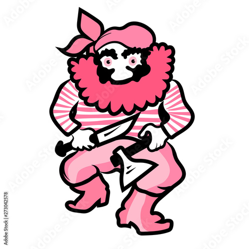 Pirate man. Vector color pink image.