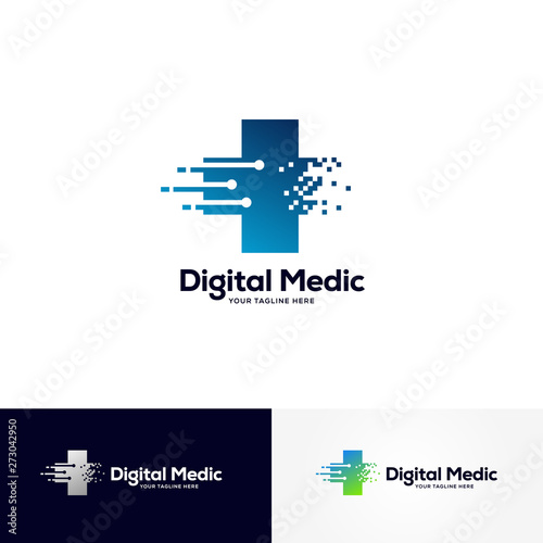 digital medic logo designs template, healthcare logo designs	