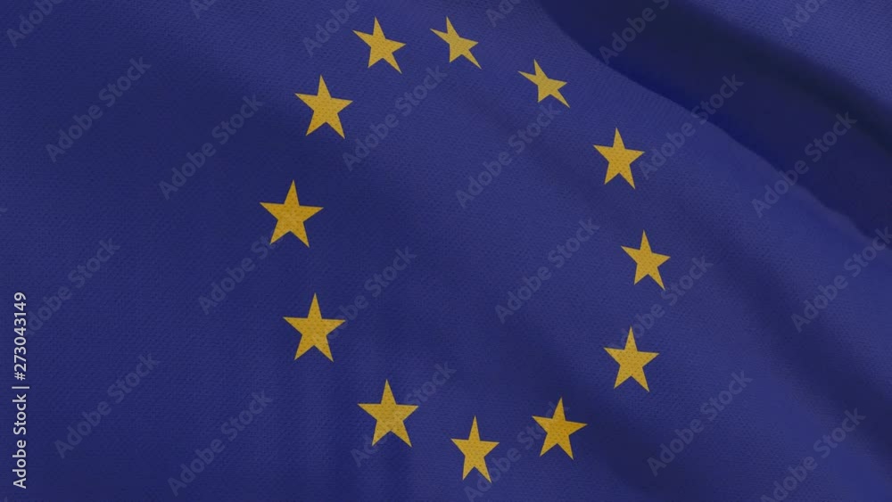 This stock motion graphics video shows the blue flag of the European Union, waving in slow motion with highly detailed fabric texture. 4k seamless loop This stock motion graphics video shows the blue flag of the European Union, waving in slow motion with highly detailed fabric texture. 4k seamless loop