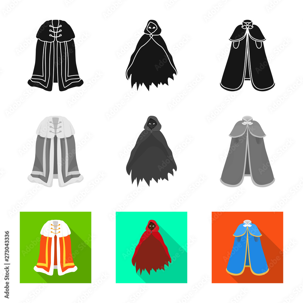 Isolated object of material and clothing sign. Set of material and garment stock symbol for web. Isolated object of material and clothing sign. Set of material and garment stock symbol for web.