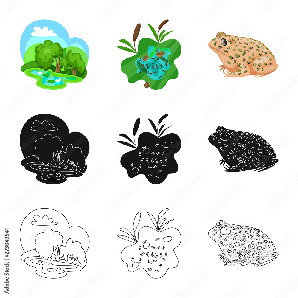 Isolated object of wildlife and bog icon. Collection of wildlife and reptile stock symbol for web. Isolated object of wildlife and bog icon. Collection of wildlife and reptile stock symbol for web.