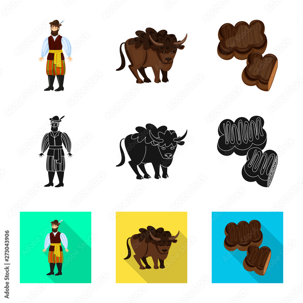 Fototapeta premium Vector design of traditional and tour logo. Collection of traditional and landmarks vector icon for stock.