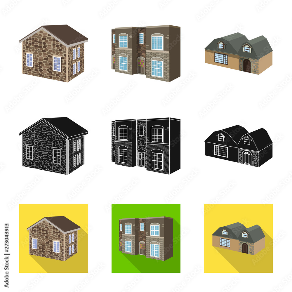 Vector design of facade and housing icon. Collection of facade and infrastructure stock vector illustration. Vector design of facade and housing icon. Collection of facade and infrastructure stock vector illustration.