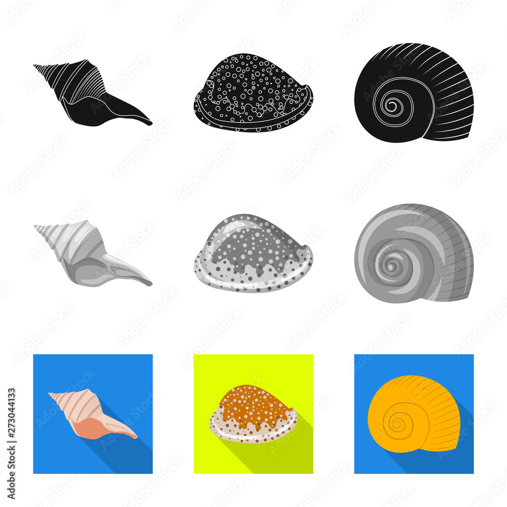 Vector illustration of animal and decoration symbol. Collection of animal and ocean stock vector illustration.
