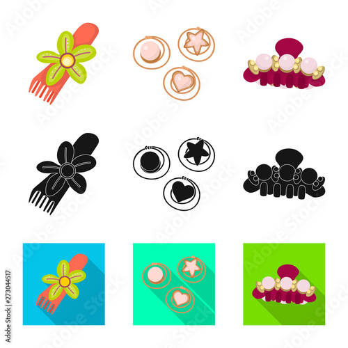 Isolated object of beauty and fashion symbol. Collection of beauty and female stock vector illustration.