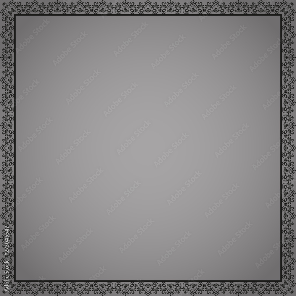 Decorative frame Elegant vector element for design in Eastern style, place for text. Floral black border. Lace illustration for invitations and greeting cards