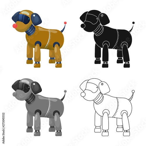 Vector illustration of dog and robotic sign. Collection of dog and automation stock vector illustration.