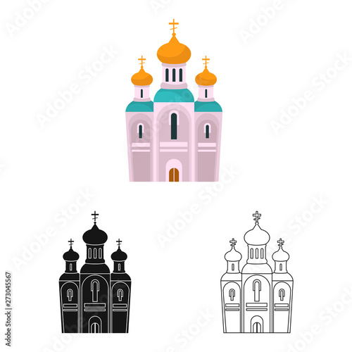 Vector illustration of church and orthodox symbol. Set of church and christmas stock symbol for web.