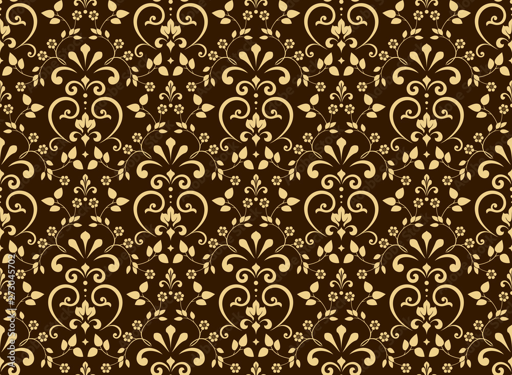 gunstig inkomen envelop Wallpaper in the style of Baroque. Seamless vector background. Brown and  gold floral ornament. Graphic pattern for fabric, wallpaper, packaging.  Ornate Damask flower ornament Stock Vector | Adobe Stock