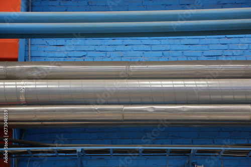 Outdoor industrial metallic pipes of manufacturing plant