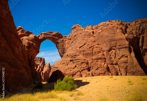 Abstract Rock formation at plateau Ennedi aka Aloba arch in Chad