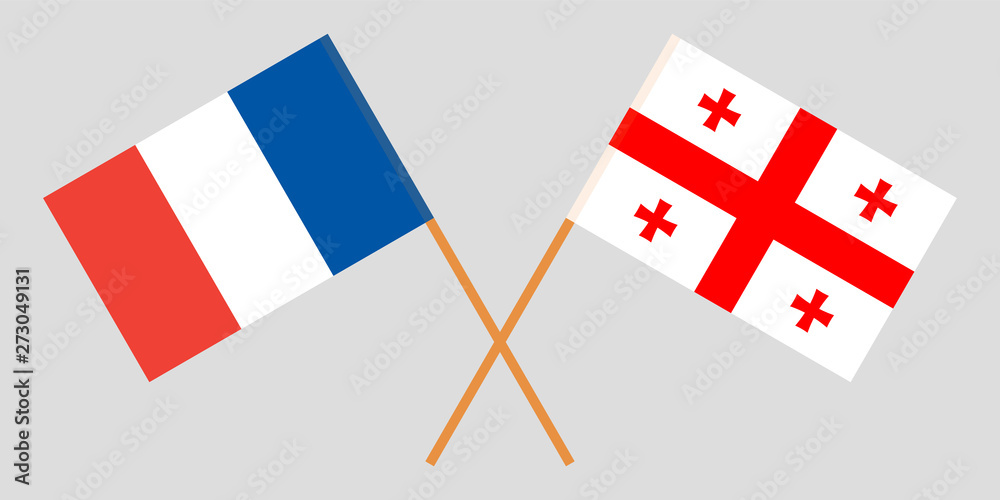 Georgia and France. Crossed Georgian and  French flags