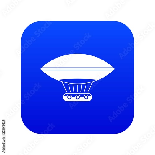 Hot air balloon with gondola basket icon digital blue for any design isolated on white vector illustration