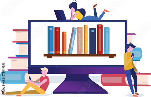 illustration of man with books on white background