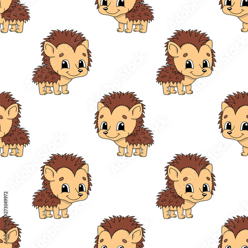 Wallpaper Mural Happy hedgehog. Colored seamless pattern with cute cartoon character. Simple flat vector illustration isolated on white background. Design wallpaper, fabric, wrapping paper, covers, websites. Torontodigital.ca