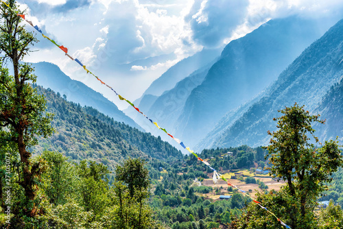 The valleys on the trek to Phakding in Nepal. photo
