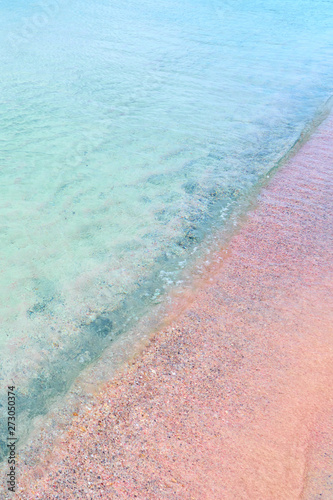 Colorful sand on tropical beach. Copy space. © Arthur