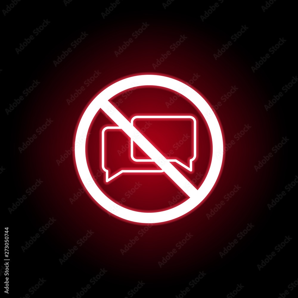 Forbidden talking icon in red neon style. can be used for web, logo, mobile app, UI, UX Forbidden talking icon in red neon style. can be used for web, logo, mobile app, UI, UX
