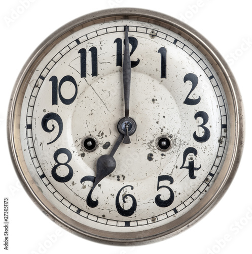 Vintage clock face isolated on a white background