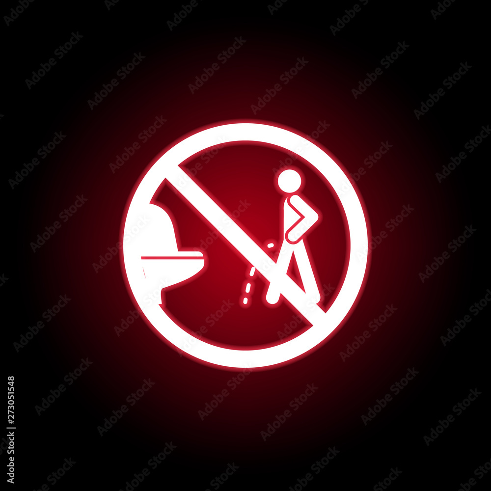 Forbidden pissing toilet icon in red neon style. can be used for web, logo, mobile app, UI, UX Forbidden pissing toilet icon in red neon style. can be used for web, logo, mobile app, UI, UX