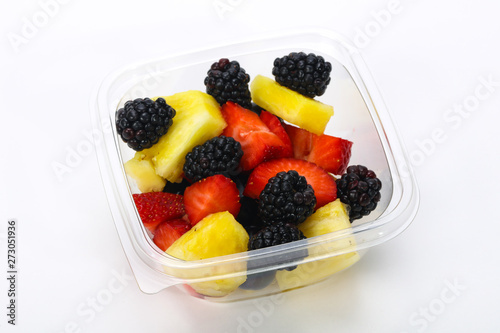 Sliced fruit mix in the box