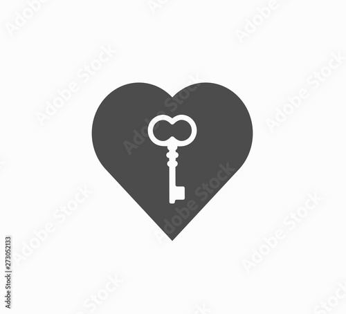 Design flat gray vector icons - heart and key isolated. Beautiful layout of t...