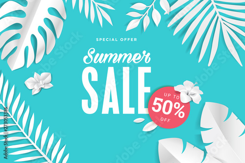 Summer sale. Web banner template design. Concept for website design, advertising, social media banner, ads, sale promotion, poster, marketing material.