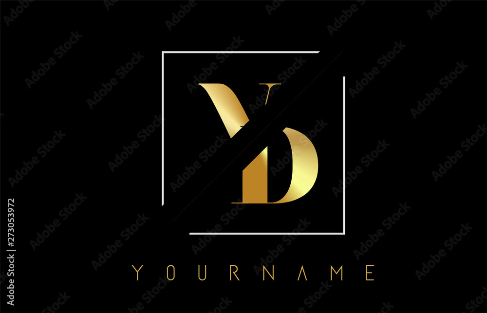 VD Golden Letter Logo with Cutted and Intersected Design Stock Vector ...