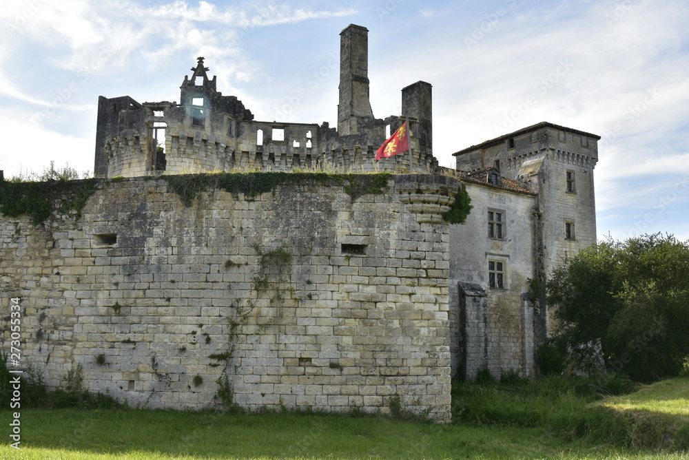Les ruines du château médiéval à Mareuil au Périgord Vert