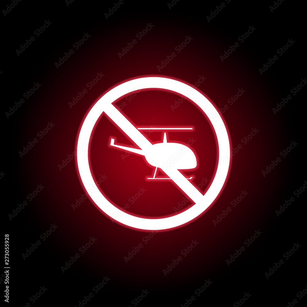 Forbidden helicopter icon in red neon style. can be used for web, logo, mobile app, UI, UX Forbidden helicopter icon in red neon style. can be used for web, logo, mobile app, UI, UX