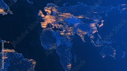 seamless loop HD motion graphics background of the abstract digital world map spinning. Great for news, current events and business.