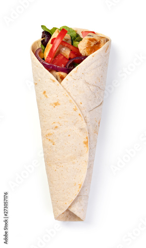 burrito with vegetables and tortilla