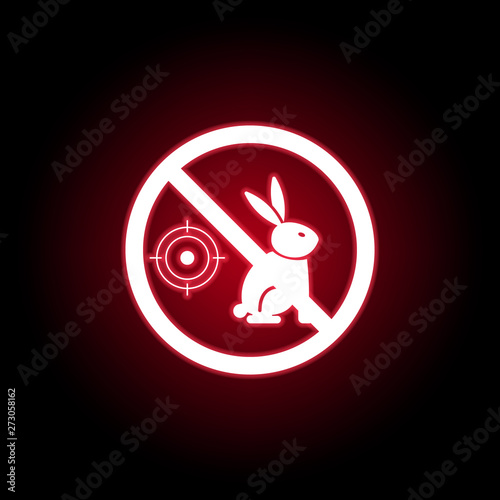 Forbidden hunting rabbit icon in red neon style. can be used for web, logo, mobile app, UI, UX