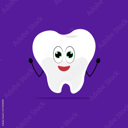 Cartoon of happy molar tooth.