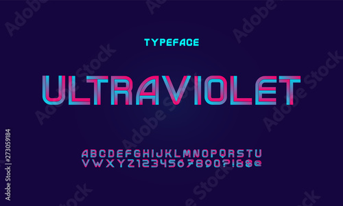Vector of modern vibrant font and alphabet