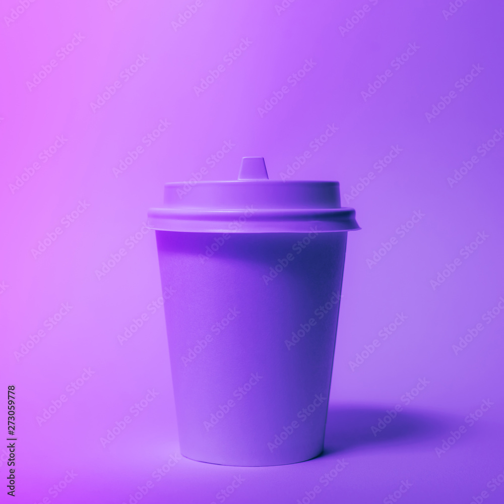 Paper disposable cup in trendy neon light. Paper disposable cup in trendy neon light.