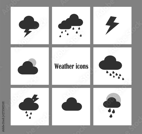 Weather symbols vector isolated set. Weather forecast - vector set for smartphone or website