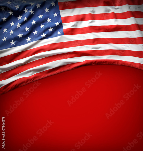 American flag on red