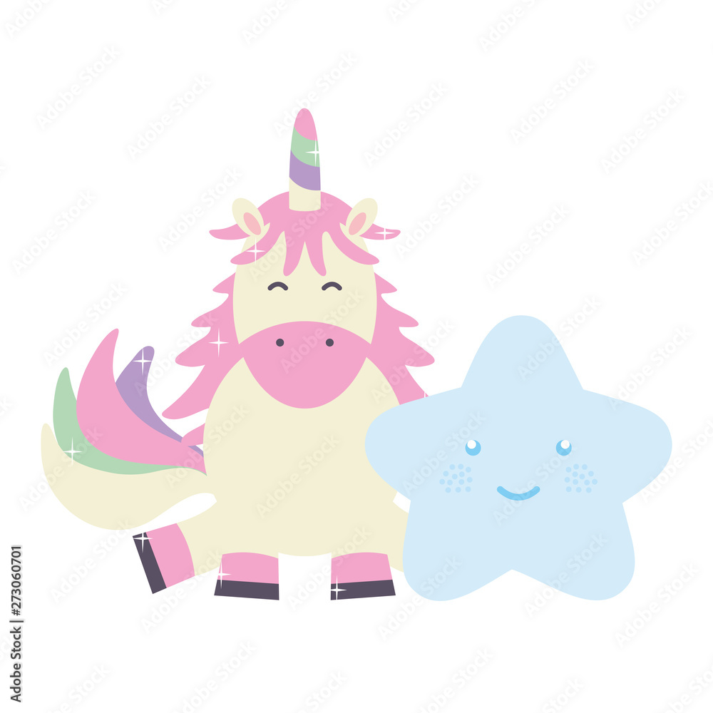 cute adorable unicorn with star kawaii fairy characters cute adorable unicorn with star kawaii fairy characters
