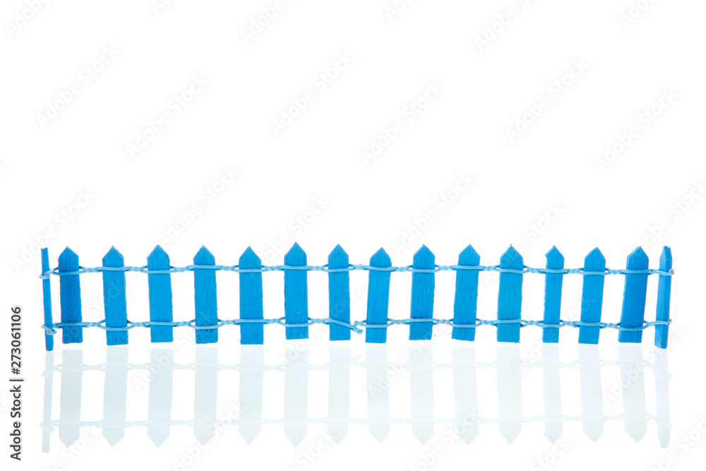 Blue fence on white background Blue fence on white background