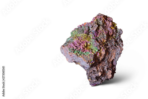Iridescent goethite from Riotinto  Spain  isolated on whiite.