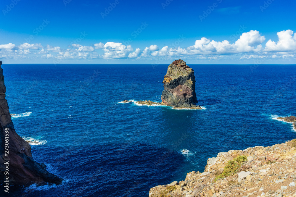 Rocky cliff on Ponta de Sao Lourenco, Madeira Island