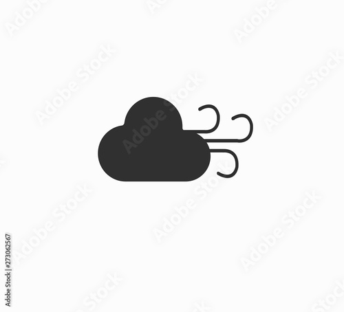 Flat design vector weather forecast icon. Cloud and wind embleyem. Web icon for smartphone and website