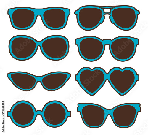 Vector illustration set of different shaped eyeglasses
