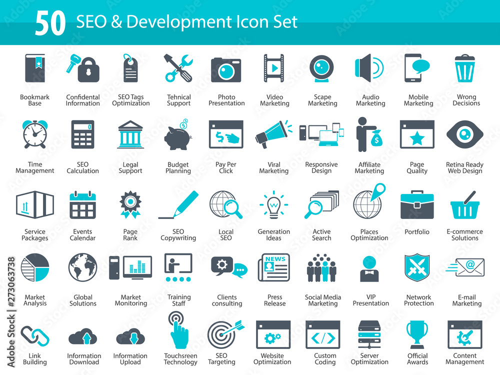 Set of SEO and Development icons Set of SEO and Development icons