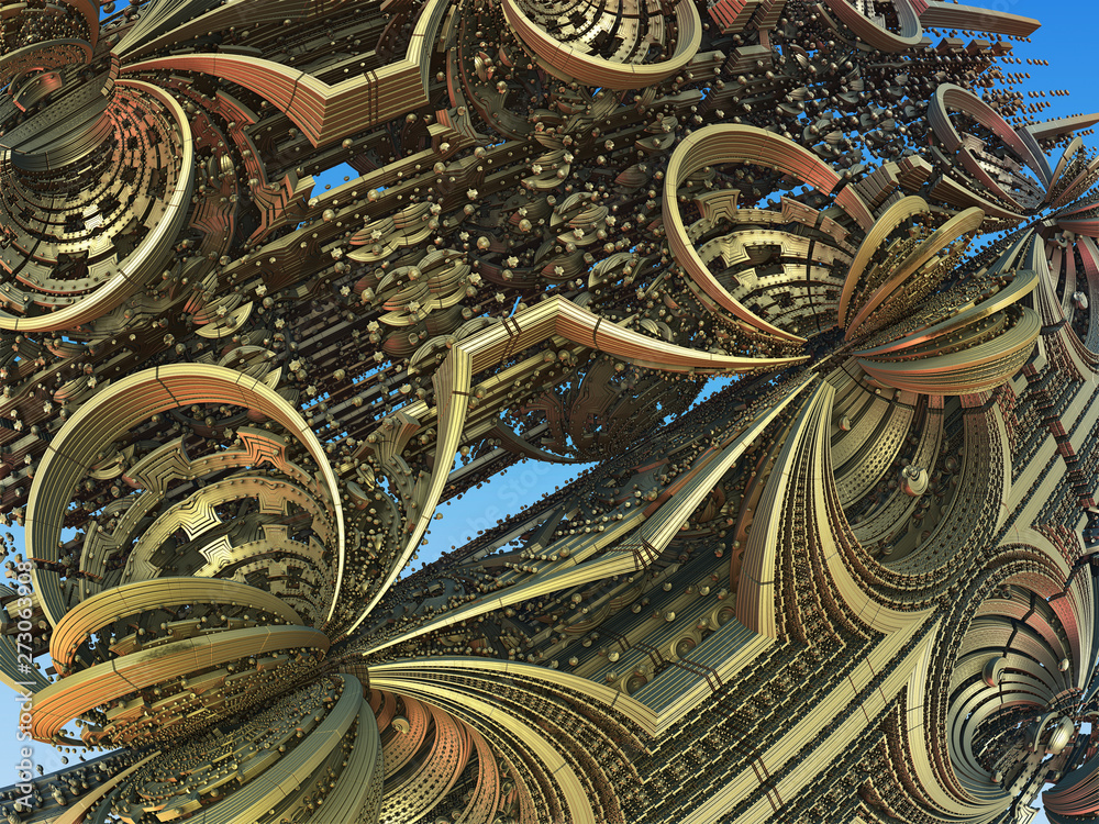 Fractal 3D background, abstract 3D illustration, element for design
