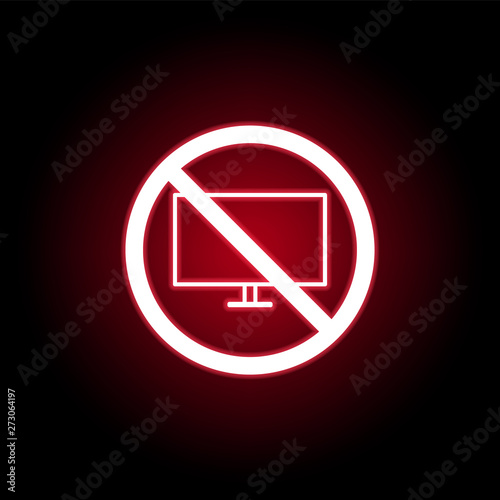 Forbidden television icon in red neon style. can be used for web, logo, mobile app, UI, UX