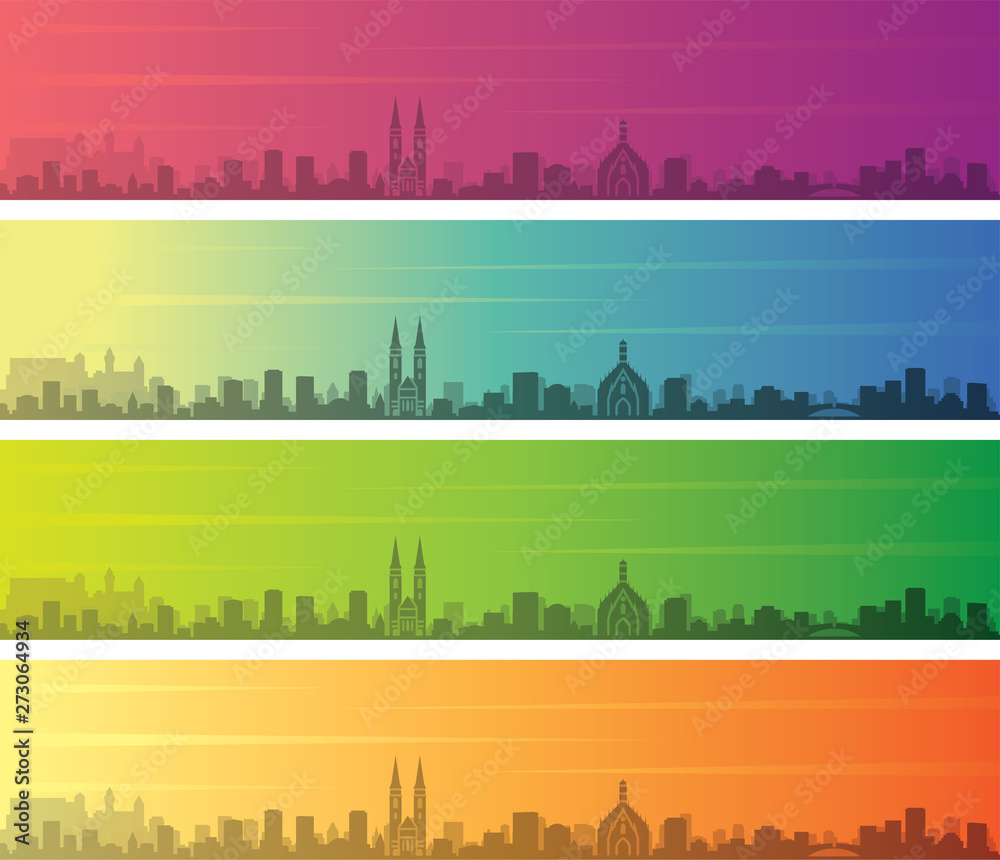 Nuremberg Multiple Color Gradient Skyline Banner
