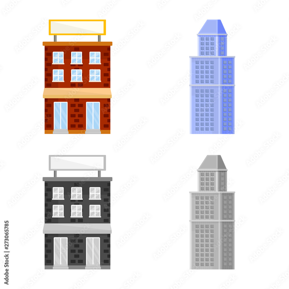 Isolated object of municipal and center sign. Set of municipal and estate stock vector illustration. Isolated object of municipal and center sign. Set of municipal and estate stock vector illustration.